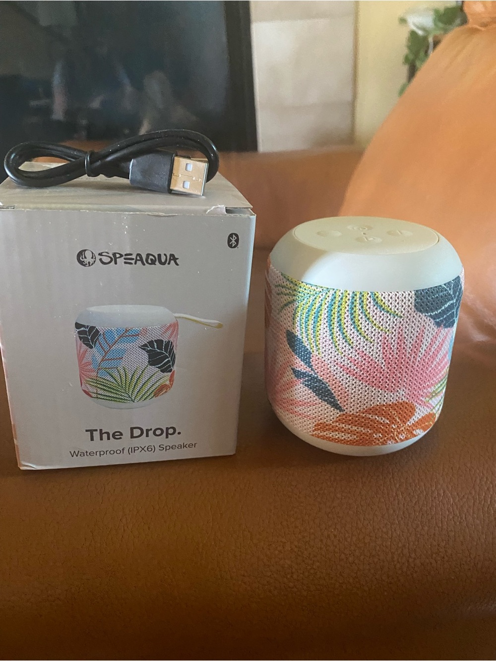 Aqua The Drop Waterproof Bluetooth Speaker - Multicolor Tropical Print NIB